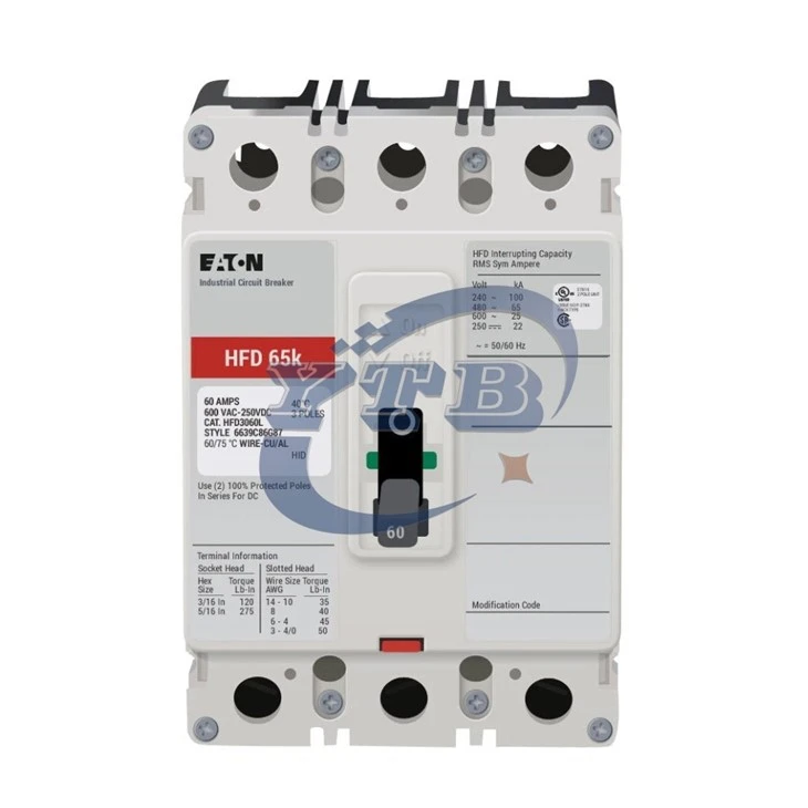 Eaton HFD3060L 3P 60A HFD Molded Case Circuit Breaker F Frame MCCB high quality Eaton HFD3060L 3P 60A HFD Molded Case Circuit Breaker F Frame MCCB high quality