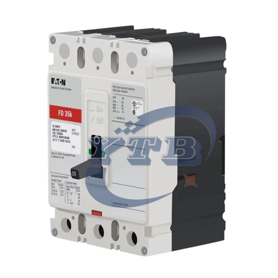 FD3025 Eaton C/F Frame 3-Pole 25A Plastic-Case Circuit Breaker